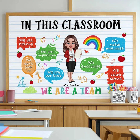 In This Classroom We Are A Team Personalized Teacher Poster – Custom Back To School Classroom Wall Art Gift for Teacher  Ezcustomize