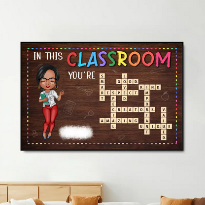 In This Classroom We Are a Team – Personalized Crossword Poster – Custom Classroom Decor Gift for Teachers, Back to School Sign  Ezcustomize