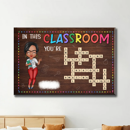In This Classroom We Are a Team – Personalized Crossword Poster – Custom Classroom Decor Gift for Teachers, Back to School Sign  Ezcustomize