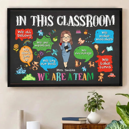 In This Classroom We Are a Team – Personalized Teacher Poster, Back to School Gift for Classroom Decoration  Ezcustomize