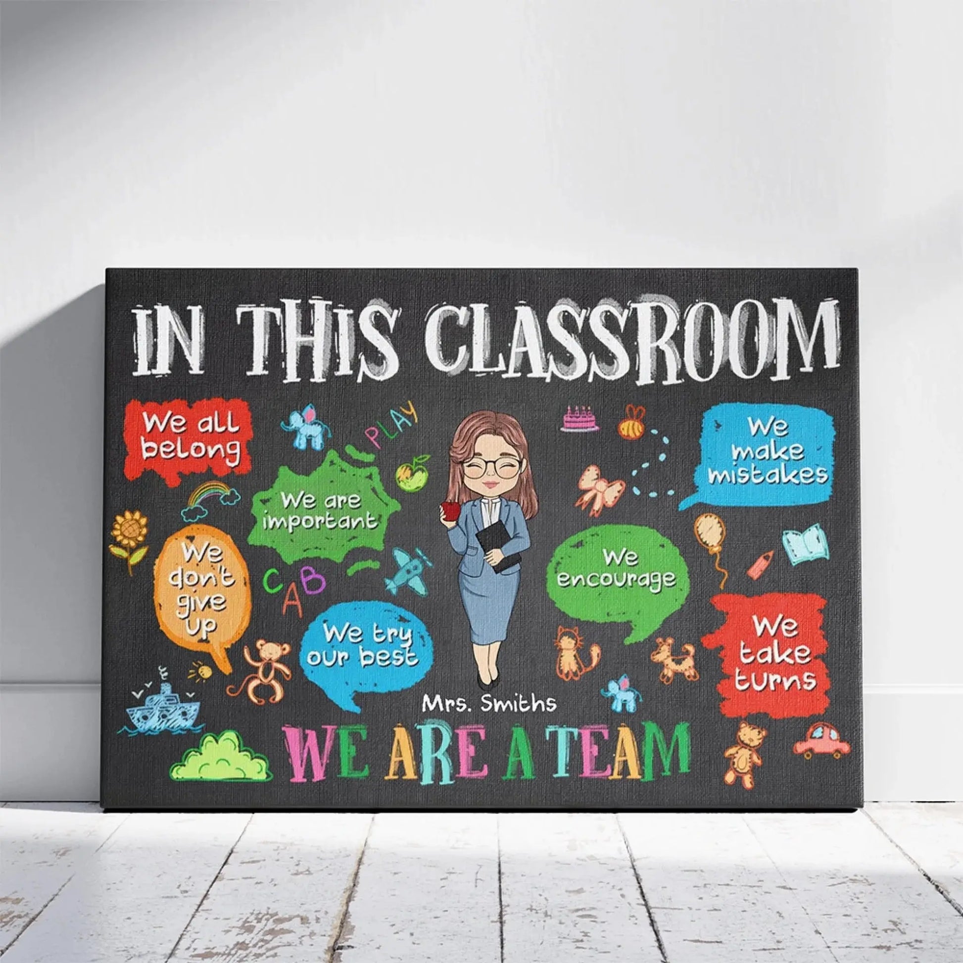 In This Classroom We Are a Team – Personalized Teacher Poster, Back to School Gift for Classroom Decoration  Ezcustomize