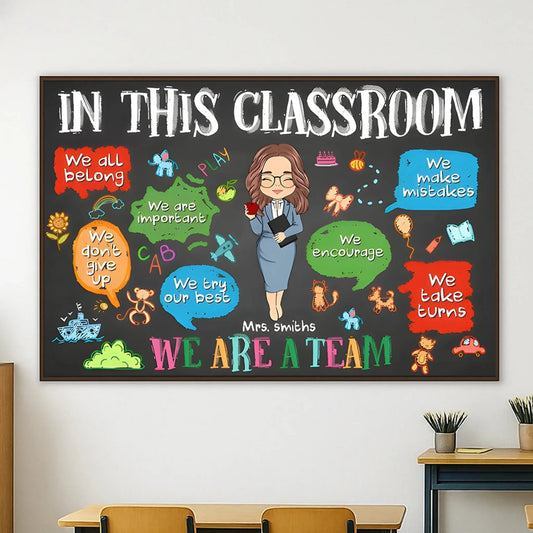 In This Classroom We Are a Team – Personalized Teacher Poster, Back to School Gift for Classroom Decoration  Ezcustomize