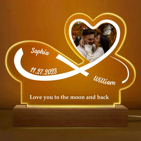 Infinity Heart Custom Photo LED Light – Personalized Acrylic Lamp with Names, Date & Picture, Gift for Couples, Anniversary or Valentine’s Day  Ezcustomize