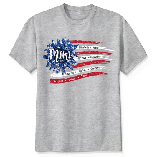 July Sunflower Mimi Shirt – Personalized 4th of July T-Shirt with Grandkids’ Names, Custom Birthday Gift for Grandma, Mimi, Nana  Ezcustomize