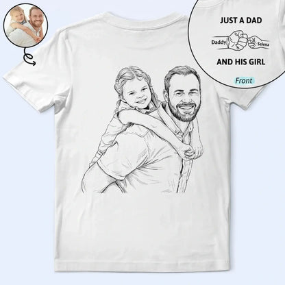 CustomPhotoPencilSketchJustADadAndHisGirl-PersonalizedTShirt-KK1542-CIN4486-DEF