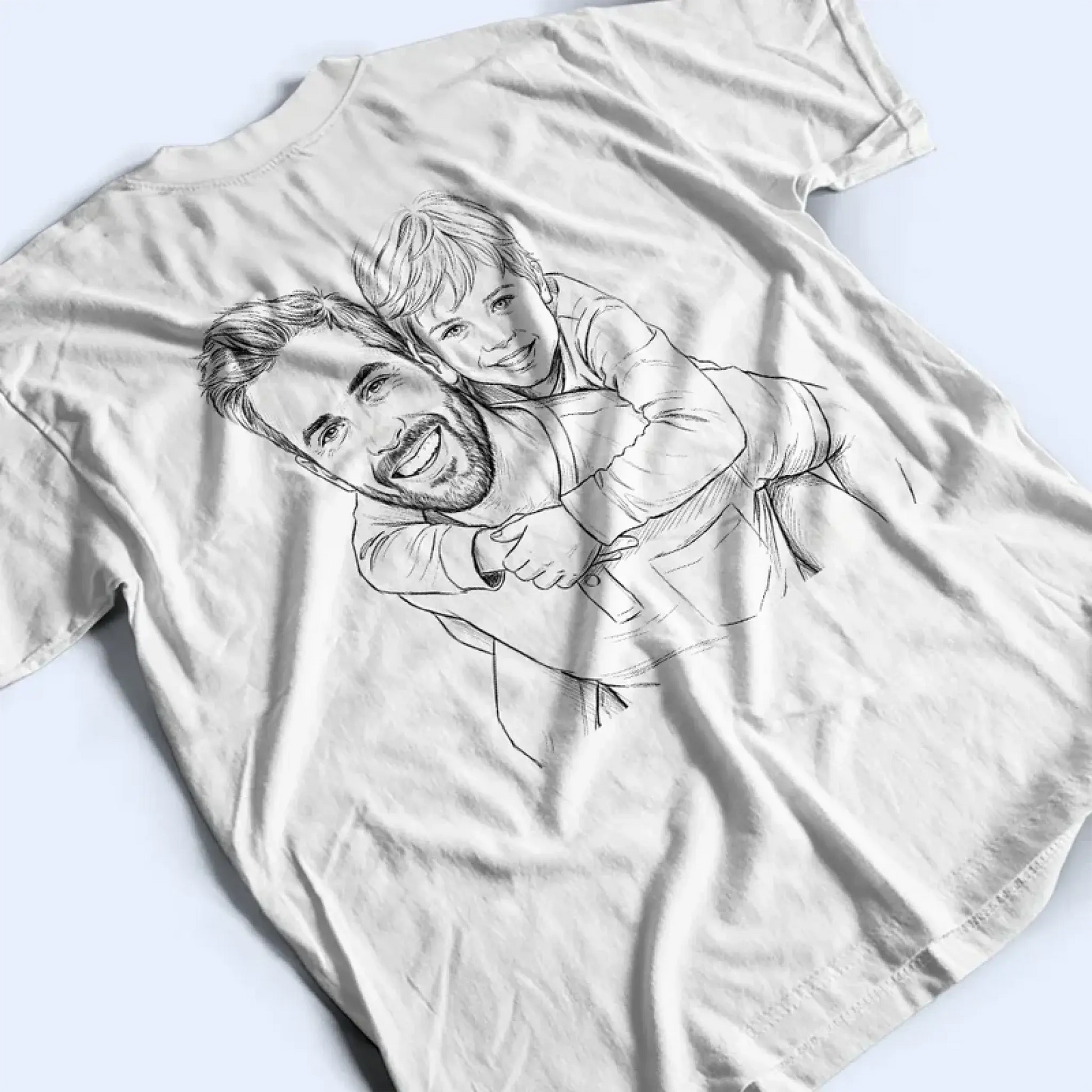 CustomPhotoPencilSketchJustADadAndHisGirl-PersonalizedTShirt-KK1542-CIN4486-Mk2