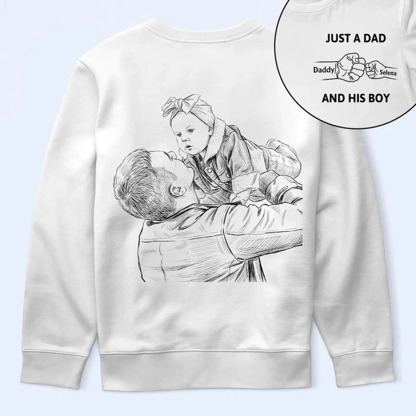 CustomPhotoPencilSketchJustADadAndHisGirl-PersonalizedTShirt-KK1542-CIN4486-Mk4