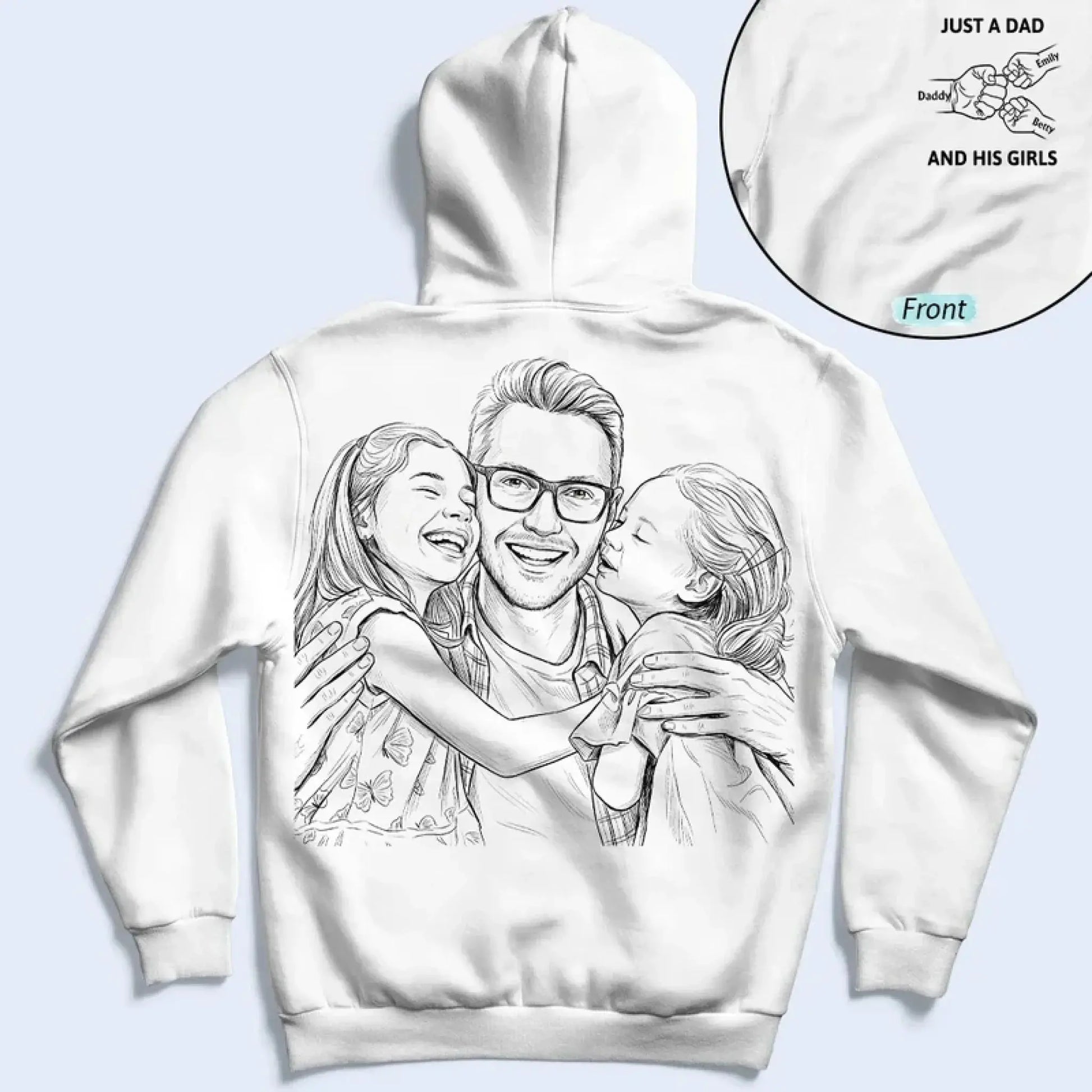CustomPhotoPencilSketchJustADadAndHisGirl-PersonalizedTShirt-KK1542-CIN4486-Mk3