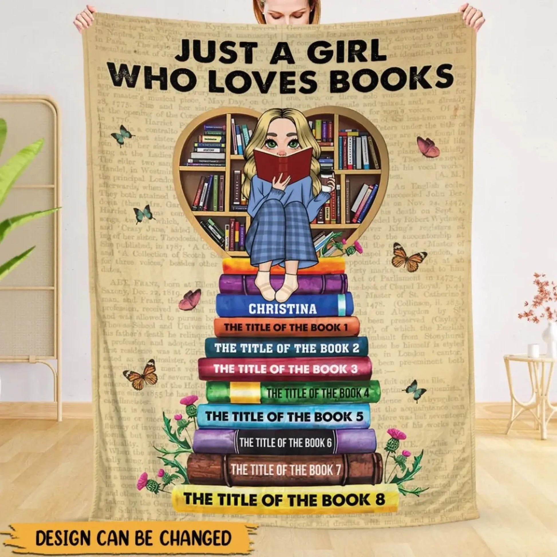 Just A Girl/Boy Who Loves Books With Book Titles - Personalized Blanket  Ezcustomize