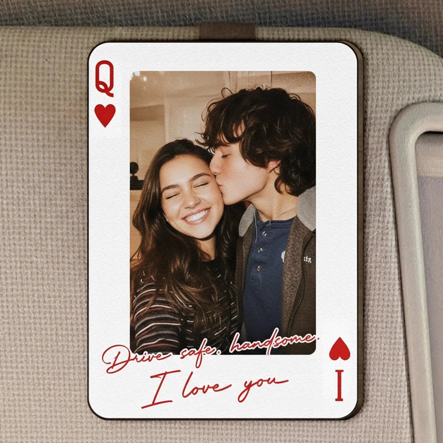 King & Queen Custom Couple Photo Drive Safe I Love You – Personalized Wooden Photo Car Visor – Romantic Anniversary Gift for Him and Her  Ezcustomize