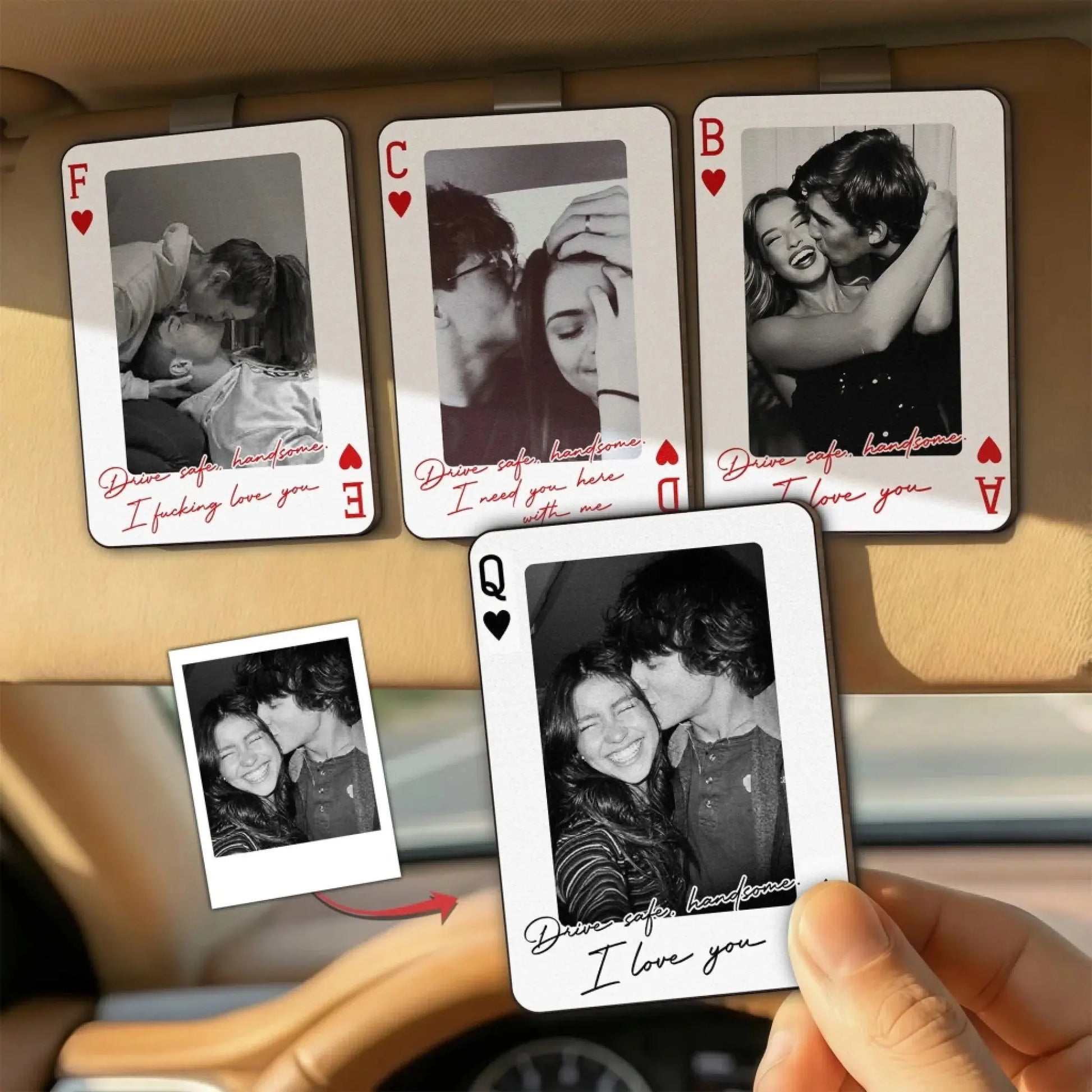 King & Queen Custom Couple Photo Drive Safe I Love You – Personalized Wooden Photo Car Visor – Romantic Anniversary Gift for Him and Her  Ezcustomize