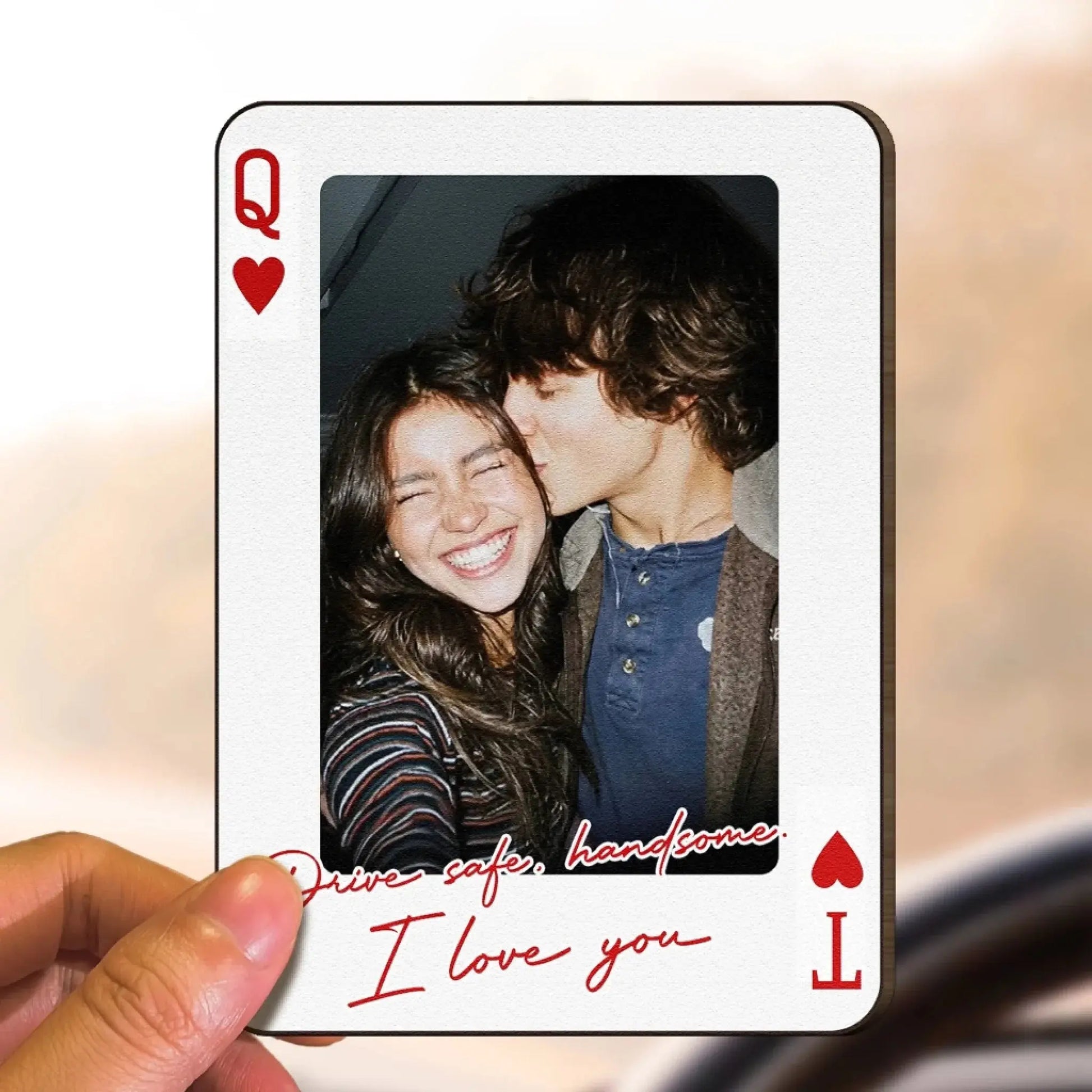 King & Queen Custom Couple Photo Drive Safe I Love You – Personalized Wooden Photo Car Visor – Romantic Anniversary Gift for Him and Her  Ezcustomize