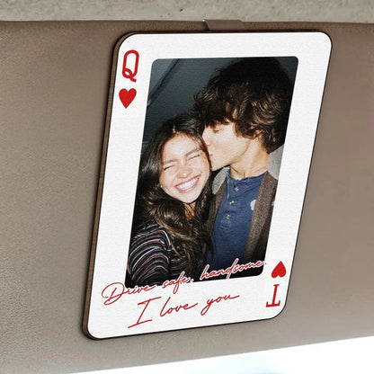 King & Queen Custom Couple Photo Drive Safe I Love You – Personalized Wooden Photo Car Visor – Romantic Anniversary Gift for Him and Her  Ezcustomize