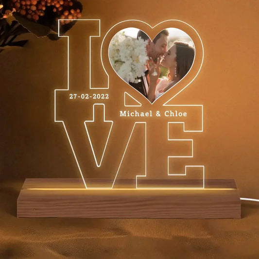LOVE Letters Custom Photo LED Light – Personalized Acrylic Lamp with Names, Date & Picture, Romantic Gift for Couples, Anniversary or Valentine’s Day  Ezcustomize
