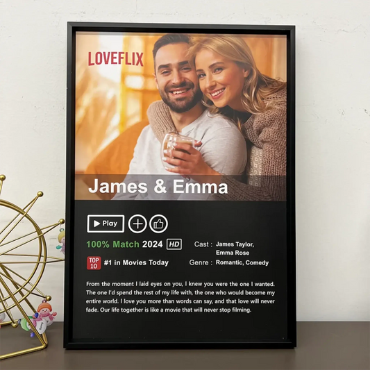 LOVEFLIX Custom Movie Poster – Personalized Photo Canvas or Poster, Couple Gift for Anniversary, Valentine's Day, or Just Because  Ezcustomize