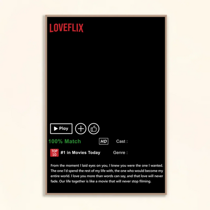 LOVEFLIX Custom Movie Poster – Personalized Photo Canvas or Poster, Couple Gift for Anniversary, Valentine's Day, or Just Because  Ezcustomize