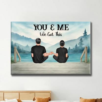 Lakeside Mountain Landscape Couple Back View – Personalized Poster – Romantic Anniversary Gift for Him or Her  Ezcustomize