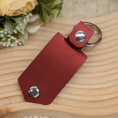 Leather Keychain with Photo and Text - Personalized Keychain for Him - Anniversary Gift  Ezcustomize