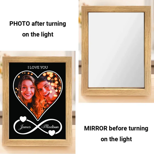 Light Painting Mirror For Couple - Personalized Photo LED Light Painting Mirror - Anniversary Gifts For Her, Him  Ezcustomize