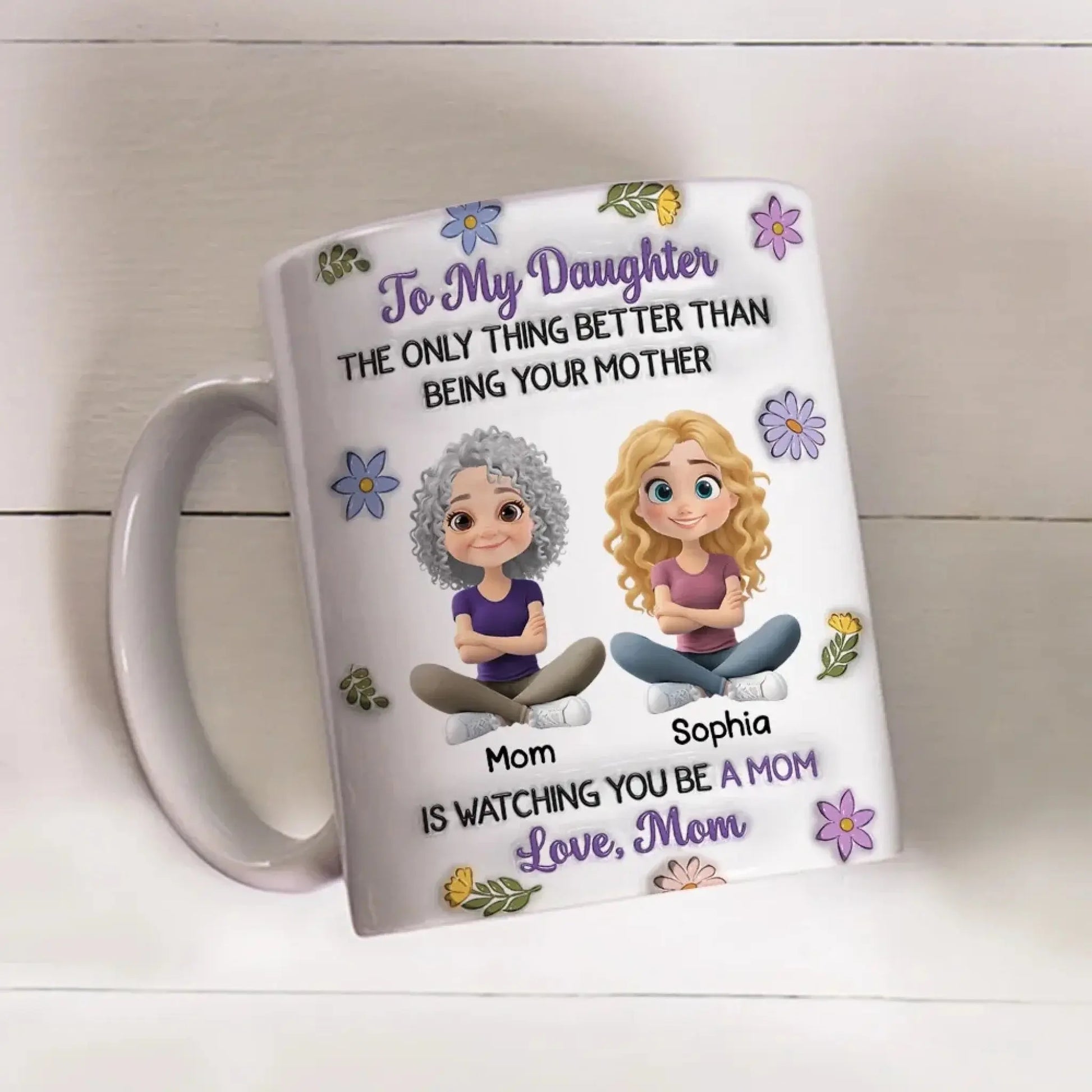 Linked Together Cartoon – Personalized Custom 3D Inflated Effect Coffee Mug – Gift for Daughter  Ezcustomize