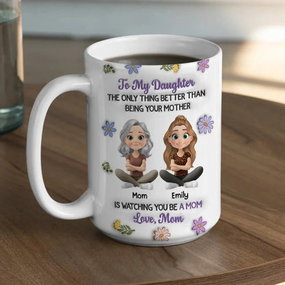 Linked Together Cartoon – Personalized Custom 3D Inflated Effect Coffee Mug – Gift for Daughter  Ezcustomize