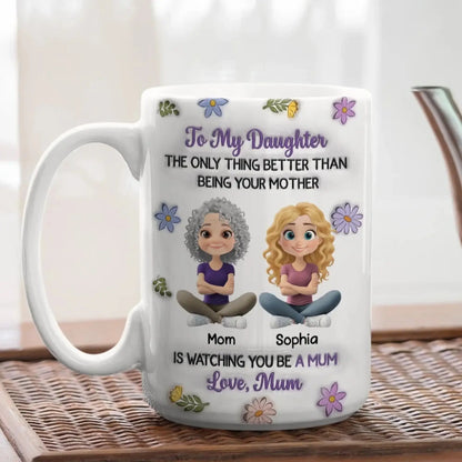 Linked Together Cartoon – Personalized Custom 3D Inflated Effect Coffee Mug – Gift for Daughter  Ezcustomize