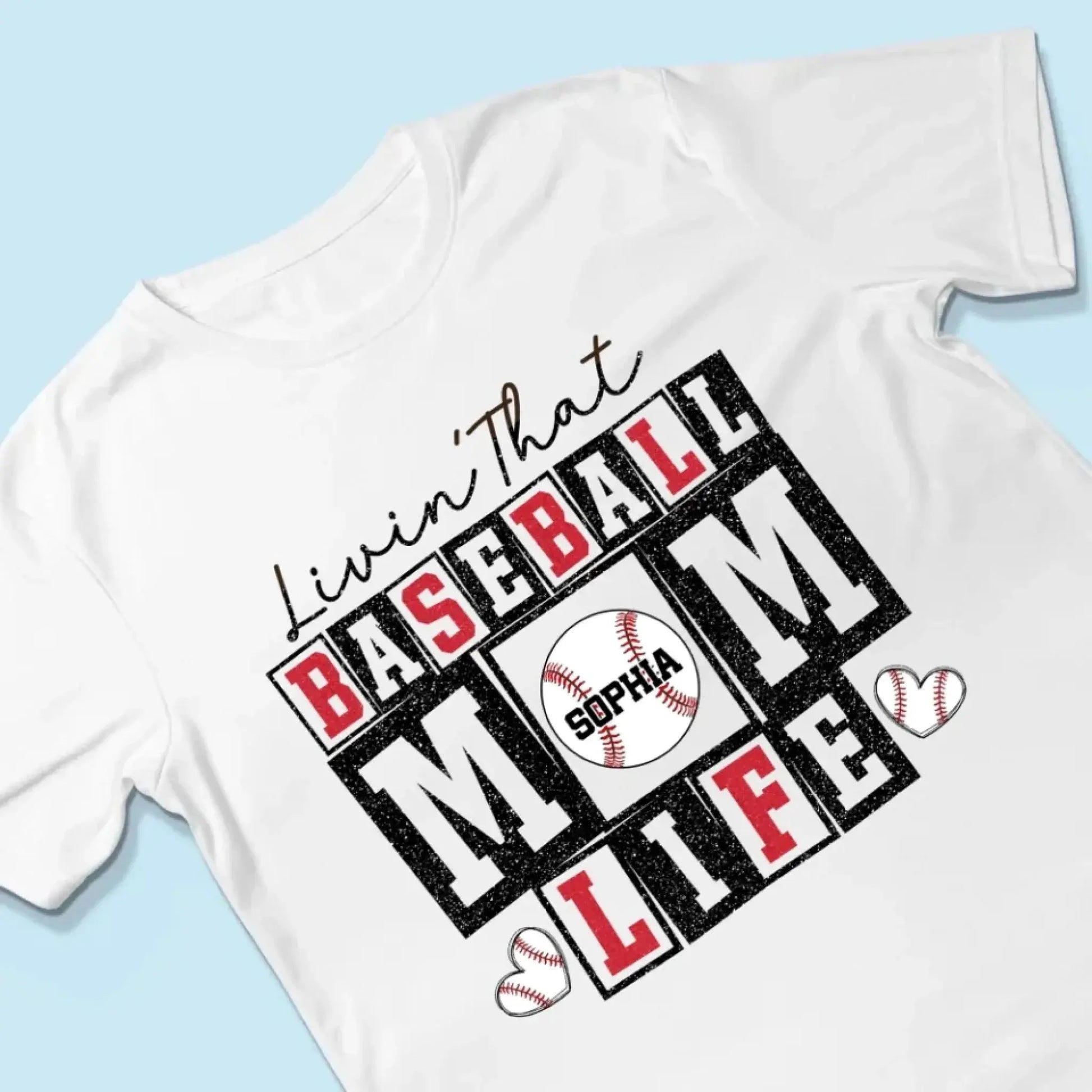 Livin’ That Baseball Mom Life – Personalized T-Shirt – Custom Gift for Proud Baseball Moms on Game Day or Mother’s Day  Ezcustomize