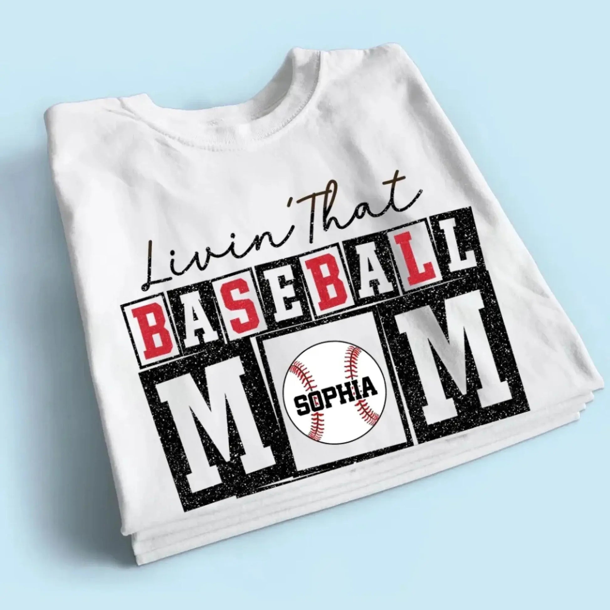 Livin’ That Baseball Mom Life – Personalized T-Shirt – Custom Gift for Proud Baseball Moms on Game Day or Mother’s Day  Ezcustomize