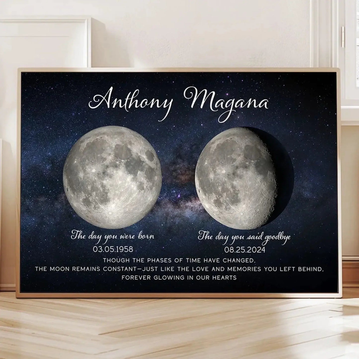 Lost Loved One Moon Phase Art – Personalized Memorial Poster – Thoughtful Sympathy Gift for Grieving Family & Friends  Ezcustomize