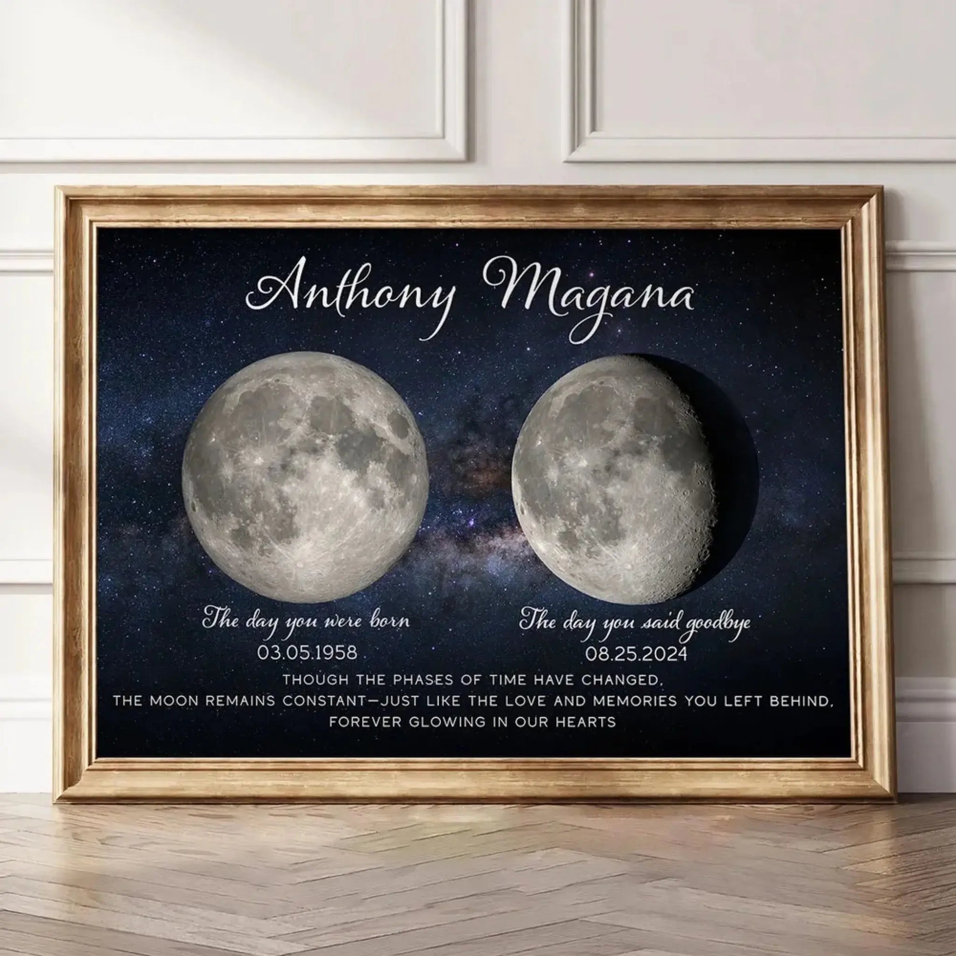 Lost Loved One Moon Phase Art – Personalized Memorial Poster – Thoughtful Sympathy Gift for Grieving Family & Friends  Ezcustomize