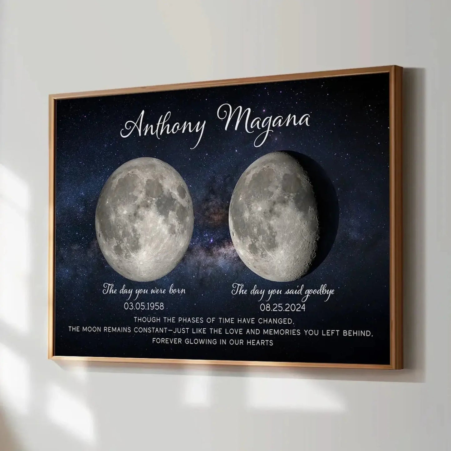 Lost Loved One Moon Phase Art – Personalized Memorial Poster – Thoughtful Sympathy Gift for Grieving Family & Friends  Ezcustomize