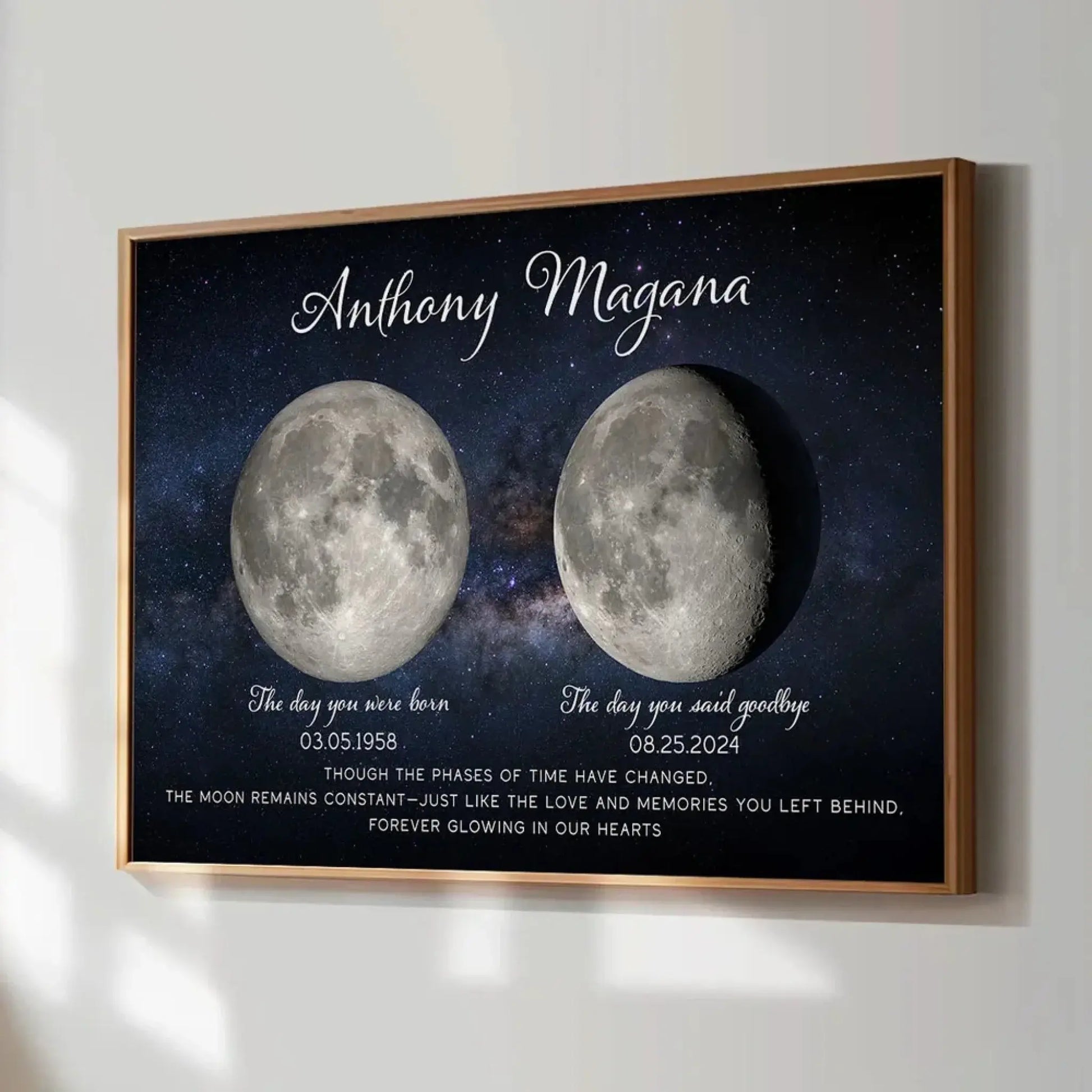 Lost Loved One Moon Phase Art – Personalized Memorial Poster – Thoughtful Sympathy Gift for Grieving Family & Friends  Ezcustomize