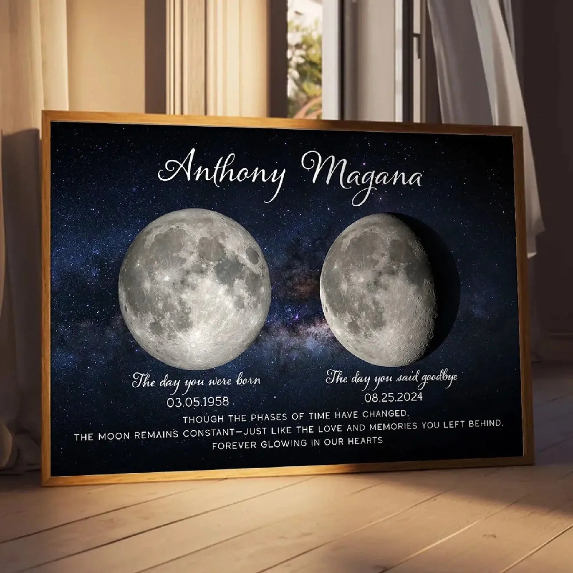 Lost Loved One Moon Phase Art – Personalized Memorial Poster – Thoughtful Sympathy Gift for Grieving Family & Friends  Ezcustomize