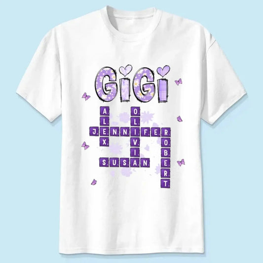 Love Being Grandma Crossword Shirt – Personalized T-Shirt – Custom Gift with Grandkids’ Names for Grandma, Nana, or Mimi  Ezcustomize
