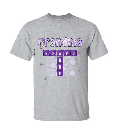 Love Being Grandma Crossword Shirt – Personalized T-Shirt – Custom Gift with Grandkids’ Names for Grandma, Nana, or Mimi  Ezcustomize