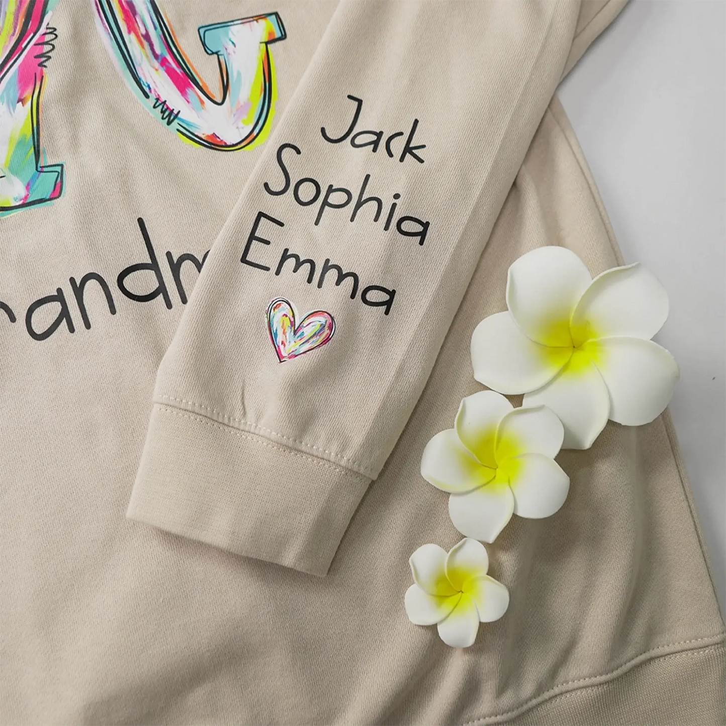 Love Grandma Life Heart Personalized Sweatshirt – Custom Sleeve Printed Gift for Grandma, Nana & Grandparents  Ezcustomize
