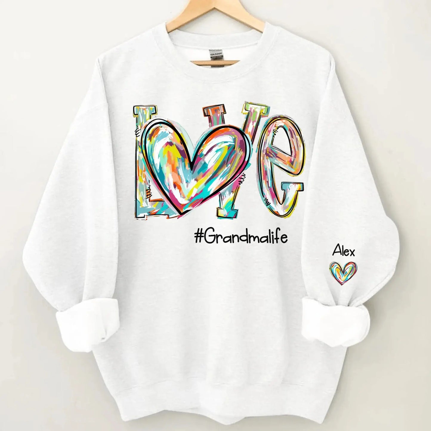 Love Grandma Life Heart Personalized Sweatshirt – Custom Sleeve Printed Gift for Grandma, Nana & Grandparents  Ezcustomize