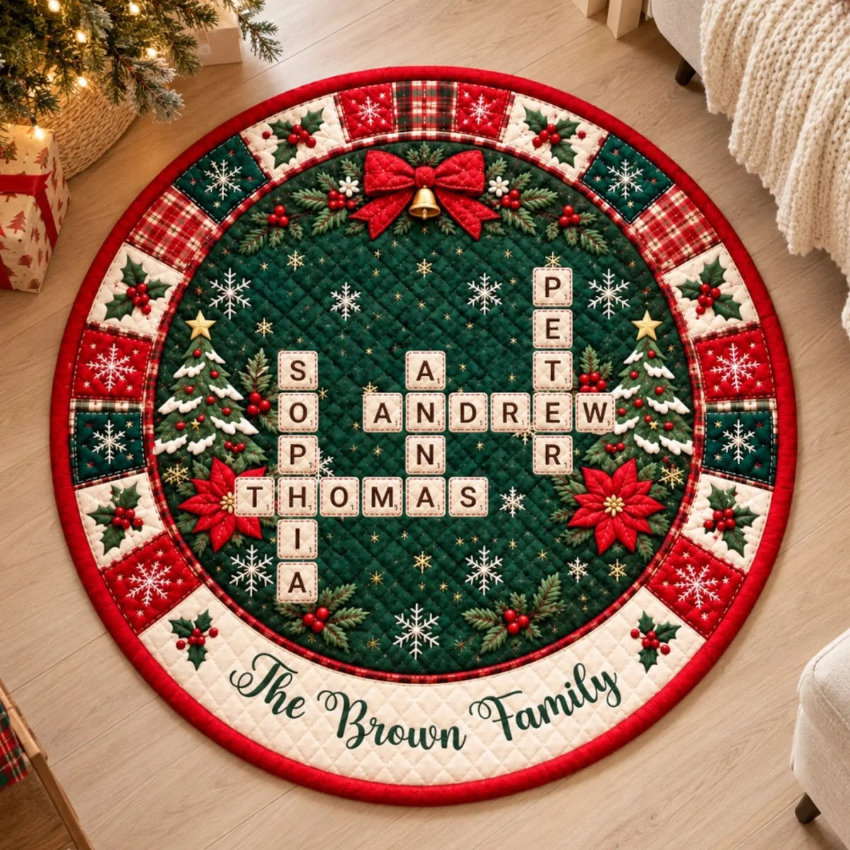 Festive Family Christmas Rug Scene
