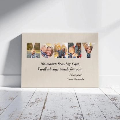 MOM – I Will Always Reach for You Custom Photo Canvas, Personalized Gift for Mom from Kids, Mother’s Day, Birthday, or Christmas Present  Ezcustomize