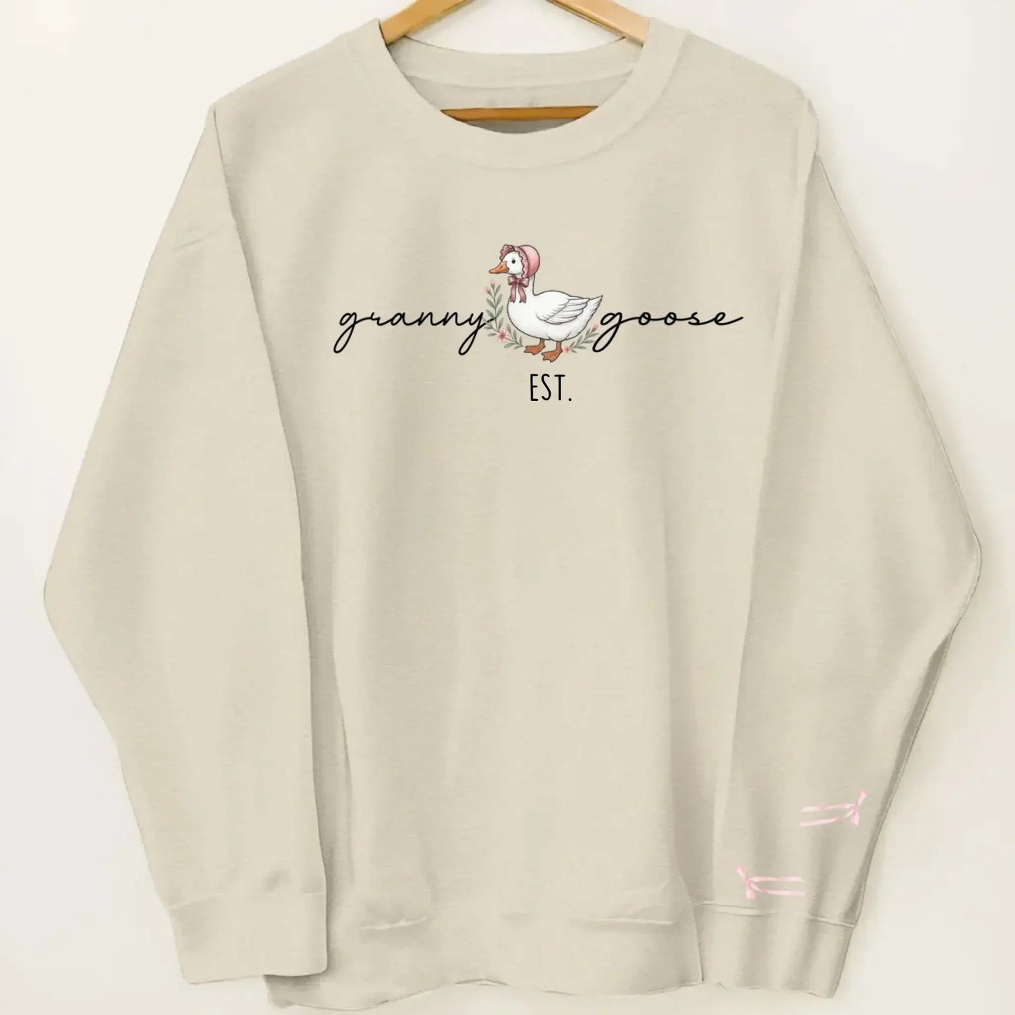 Mama Goose Est. Sweatshirt – Personalized Sleeve Printed Pullover – Custom Gift for Mom or Grandma  Ezcustomize