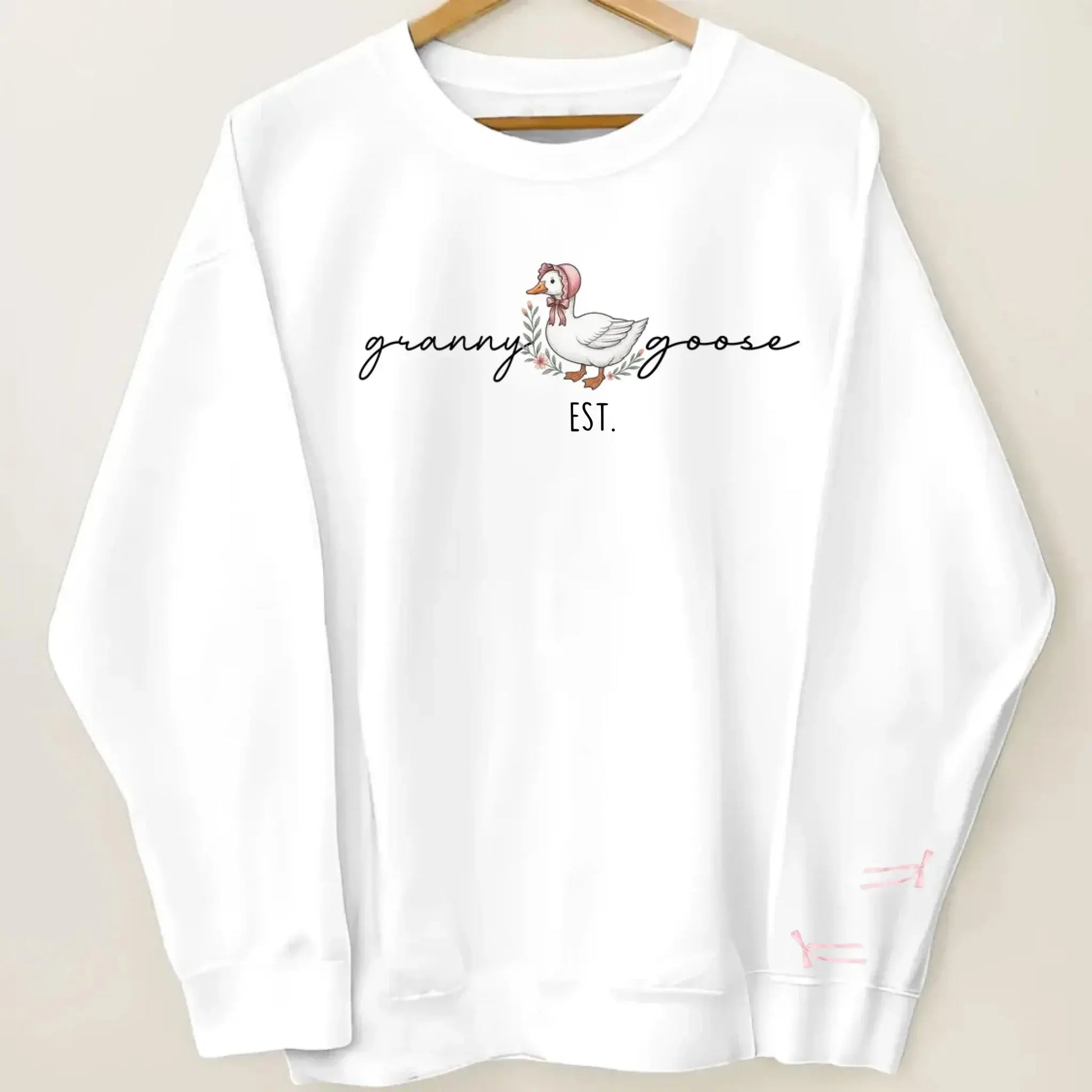 Mama Goose Est. Sweatshirt – Personalized Sleeve Printed Pullover – Custom Gift for Mom or Grandma  Ezcustomize