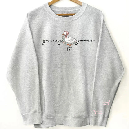 Mama Goose Est. Sweatshirt – Personalized Sleeve Printed Pullover – Custom Gift for Mom or Grandma  Ezcustomize