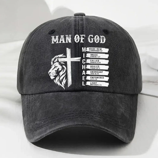 Man Of God - Personalized Custom Vintage Washed Denim Cap Hat – Meaningful Christian Birthday & Faith Gift for Men  Ezcustomize