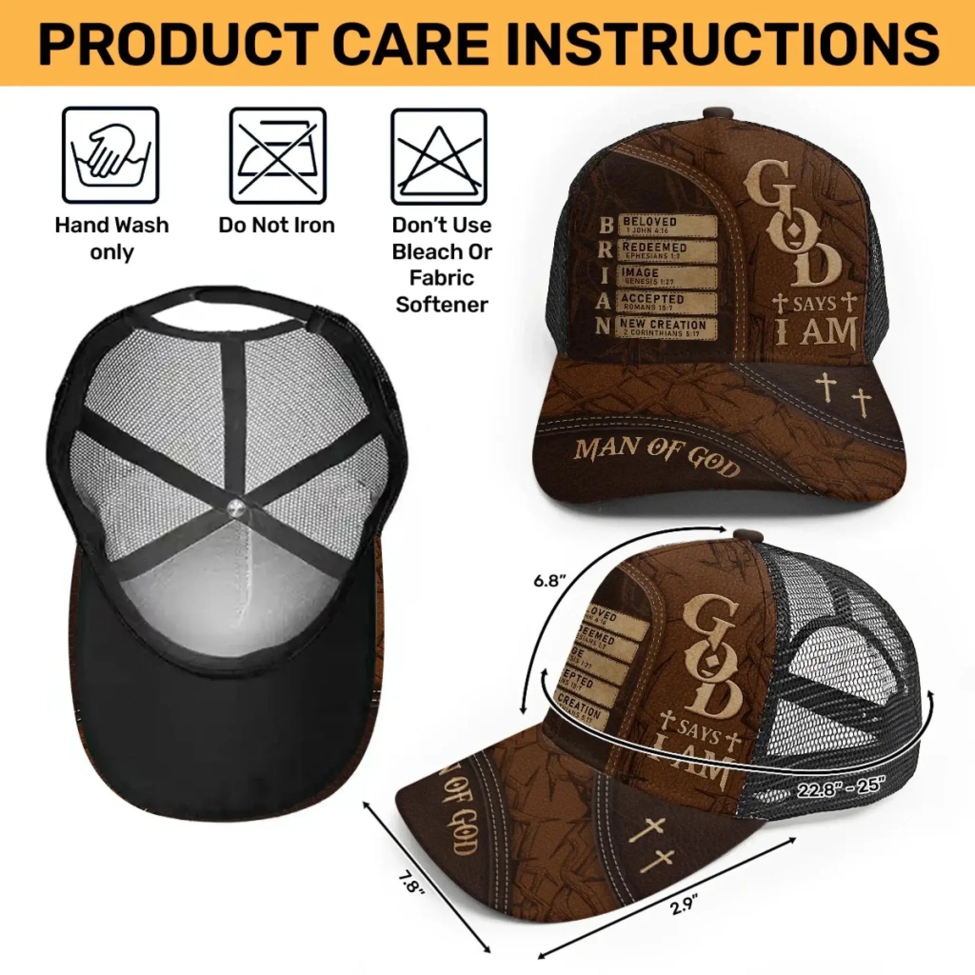 Man of God Personalized Classic Cap – Custom Name Christian Faith Hat, Gift for Men  Ezcustomize