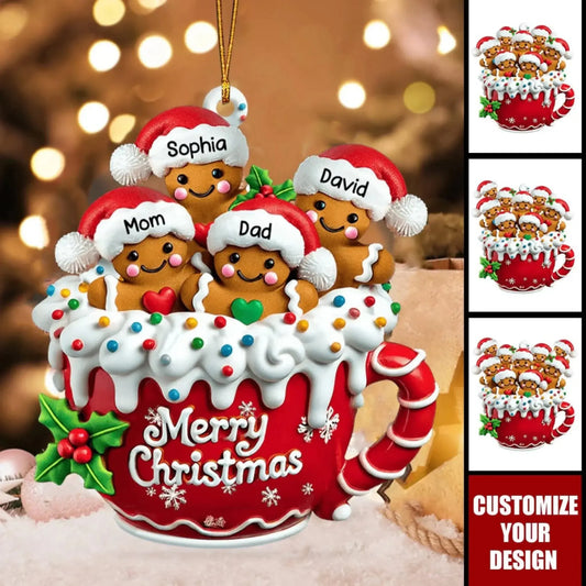 Merry Christmas – Personalized Gingerbread Family Ornament – Festive Holiday Keepsake & Custom Christmas Gift for Families & Loved Ones  Ezcustomize