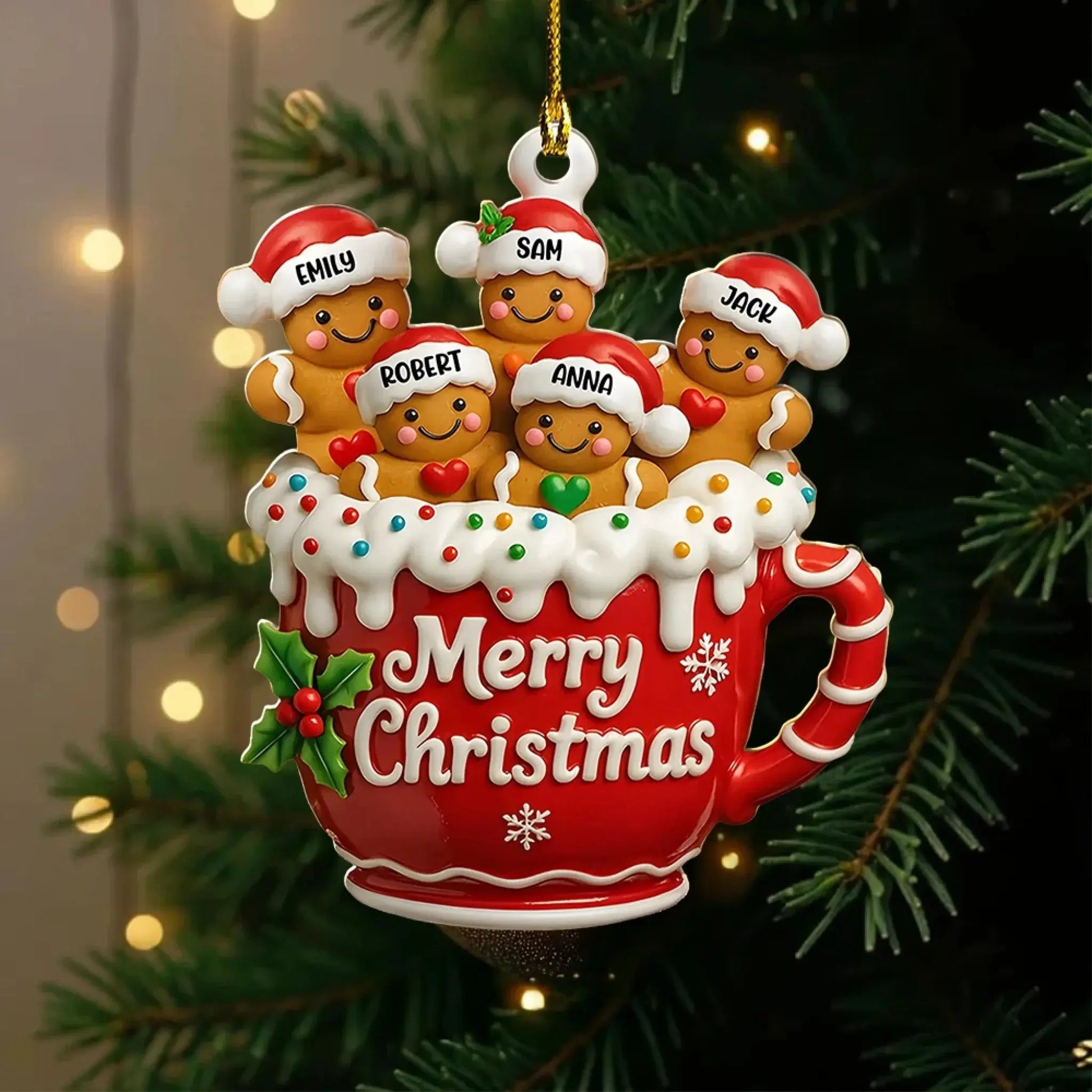 Merry Christmas – Personalized Gingerbread Family Ornament – Festive Holiday Keepsake & Custom Christmas Gift for Families & Loved Ones  Ezcustomize