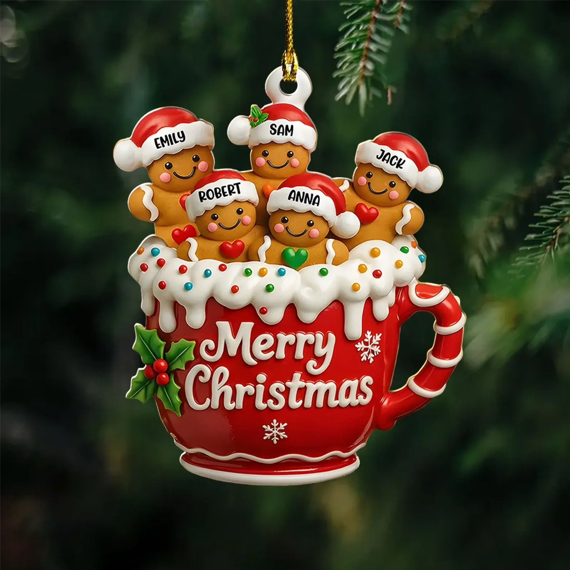 Merry Christmas – Personalized Gingerbread Family Ornament – Festive Holiday Keepsake & Custom Christmas Gift for Families & Loved Ones  Ezcustomize