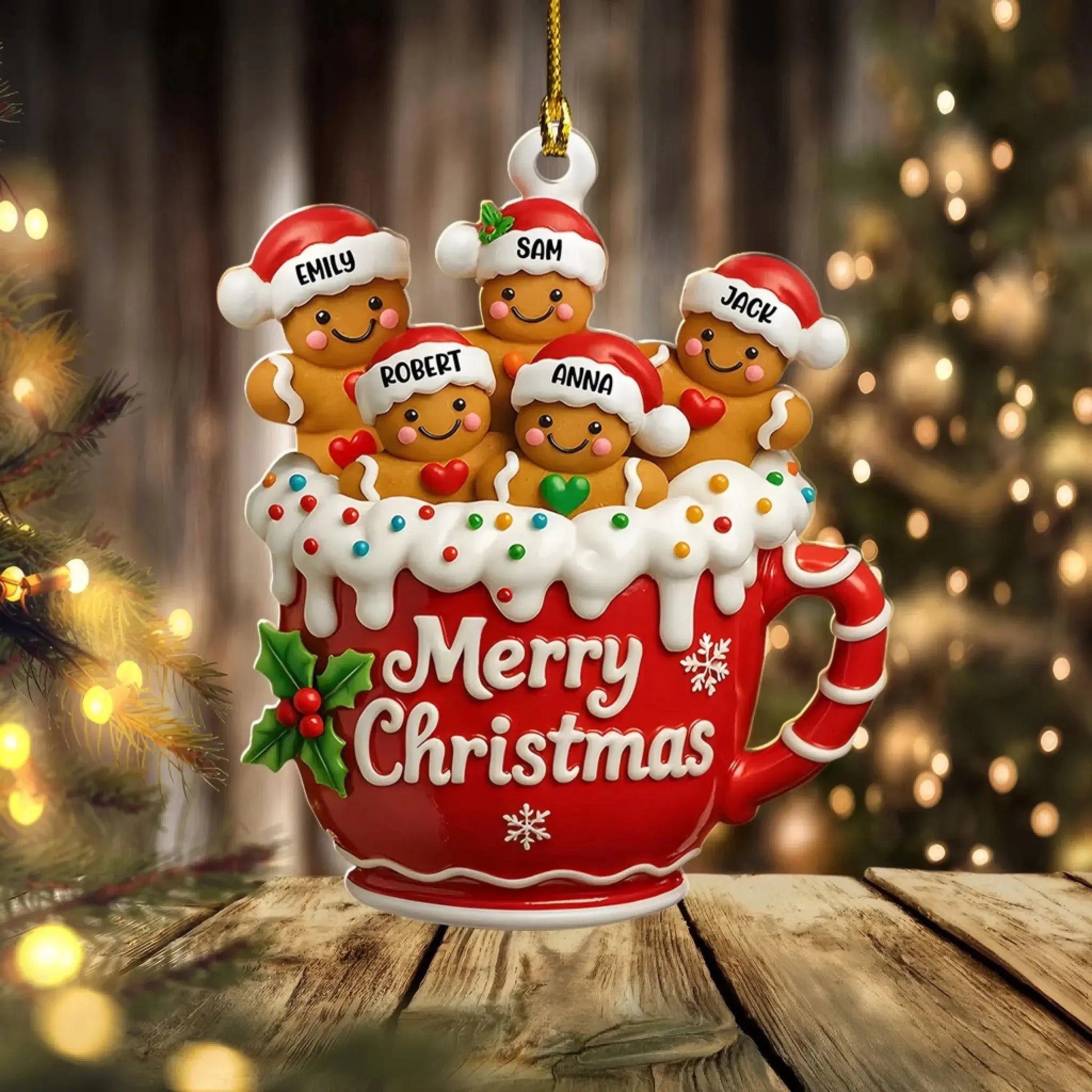 Merry Christmas – Personalized Gingerbread Family Ornament – Festive Holiday Keepsake & Custom Christmas Gift for Families & Loved Ones  Ezcustomize