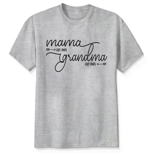 Mom Est & Grandma Est Shirt – Personalized T-Shirt with Custom Year – Mother’s Day Gift for Mom or Grandma  Ezcustomize