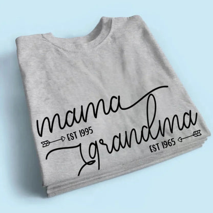 Mom Est & Grandma Est Shirt – Personalized T-Shirt with Custom Year – Mother’s Day Gift for Mom or Grandma  Ezcustomize